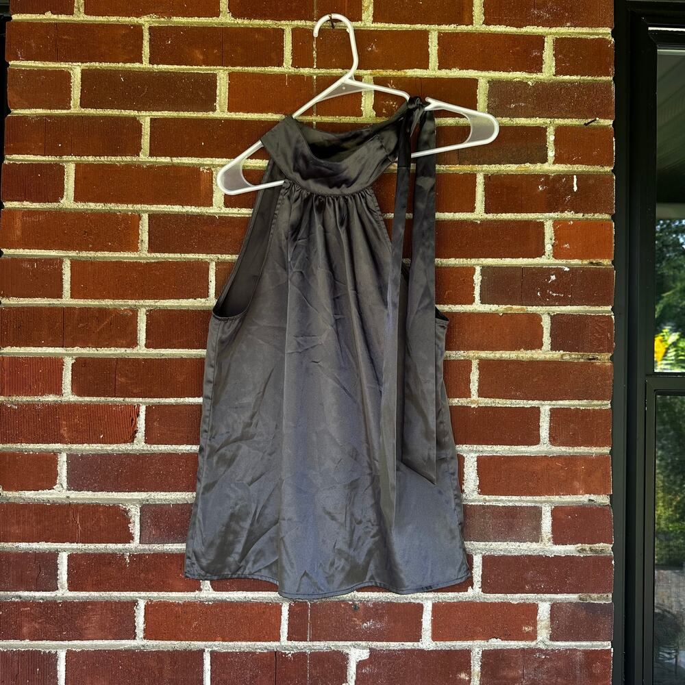 Mossimo Black Satin Halter Tie Neck Sleeveless Blouse XL